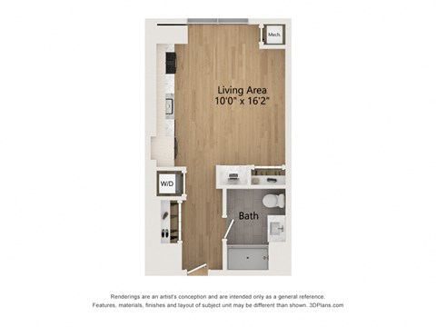 Floor plan for studio, 1 bath, 467 sqft